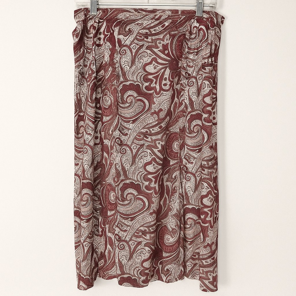 Vintage Andrea Viccaro Skirt Size 12 Y2K Midi Silk Purple Paisley Mature Office